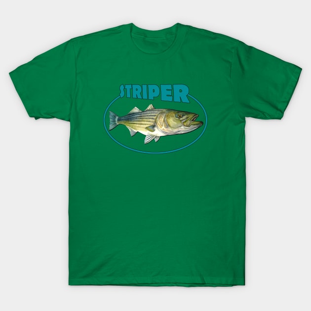 Striped bass T-Shirt by Art by Paul